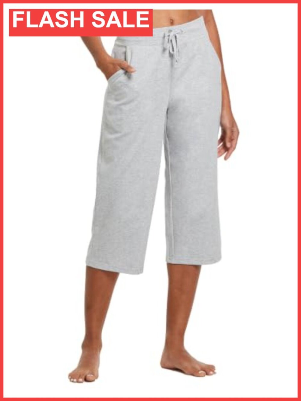 baleaf Women's Cotton Capri Pants Wide Leg Loose Lounge with Pockets